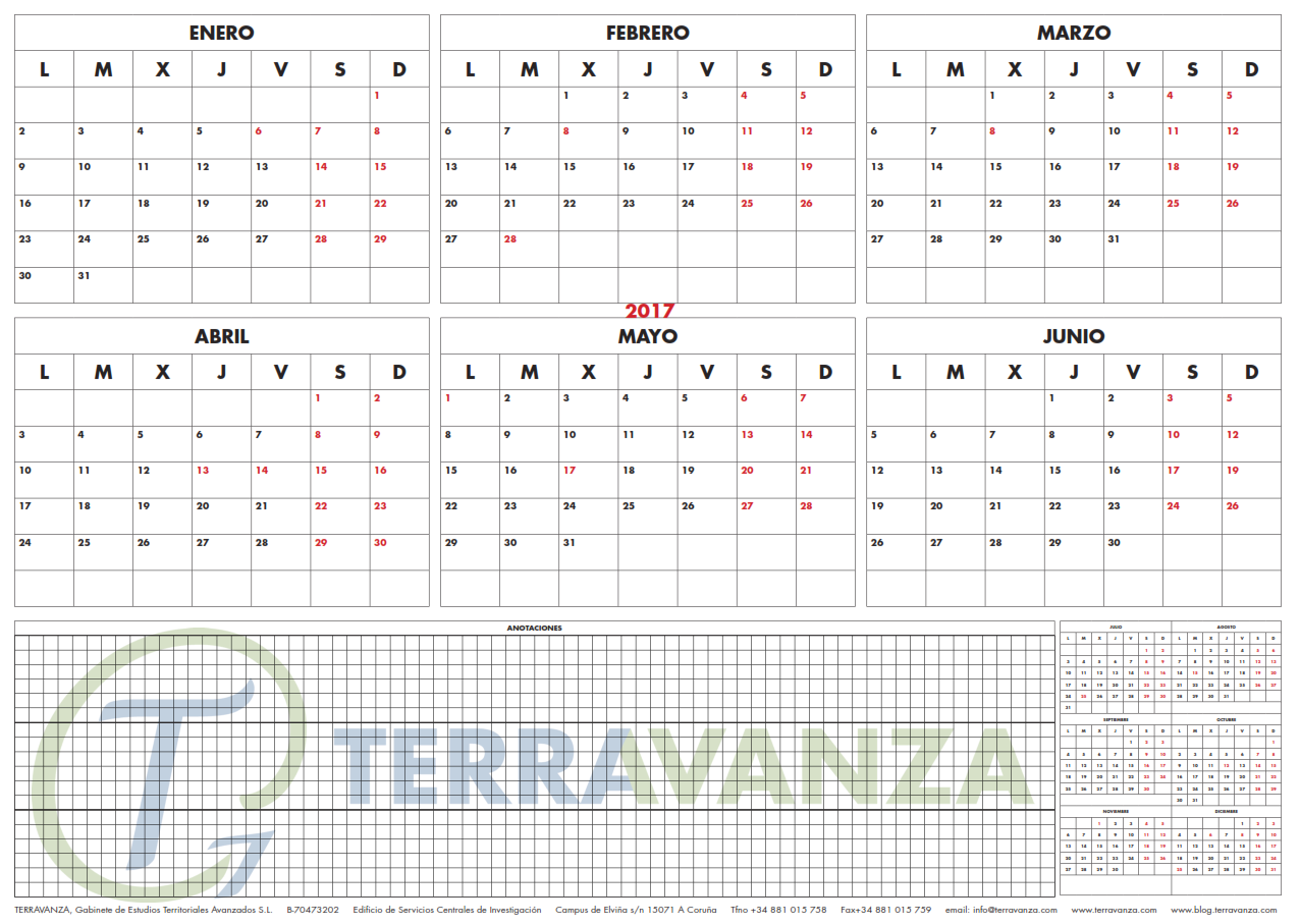 TERRAVANZA - Calendario semestral 2017 - Pincha sobre la imagen para descargar el achivo